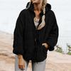 Women's Fashionable Fall/Winter Casual Hooded Jacket Solid Color Coat