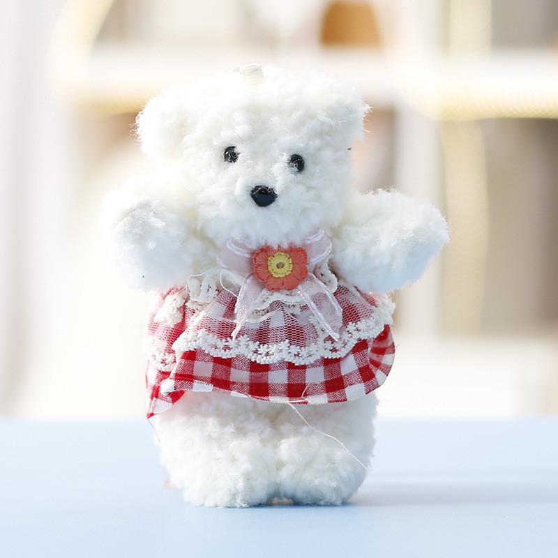 Soft Plush Bear Figurine With Blossom Pattern For Girls Gift And Decor
