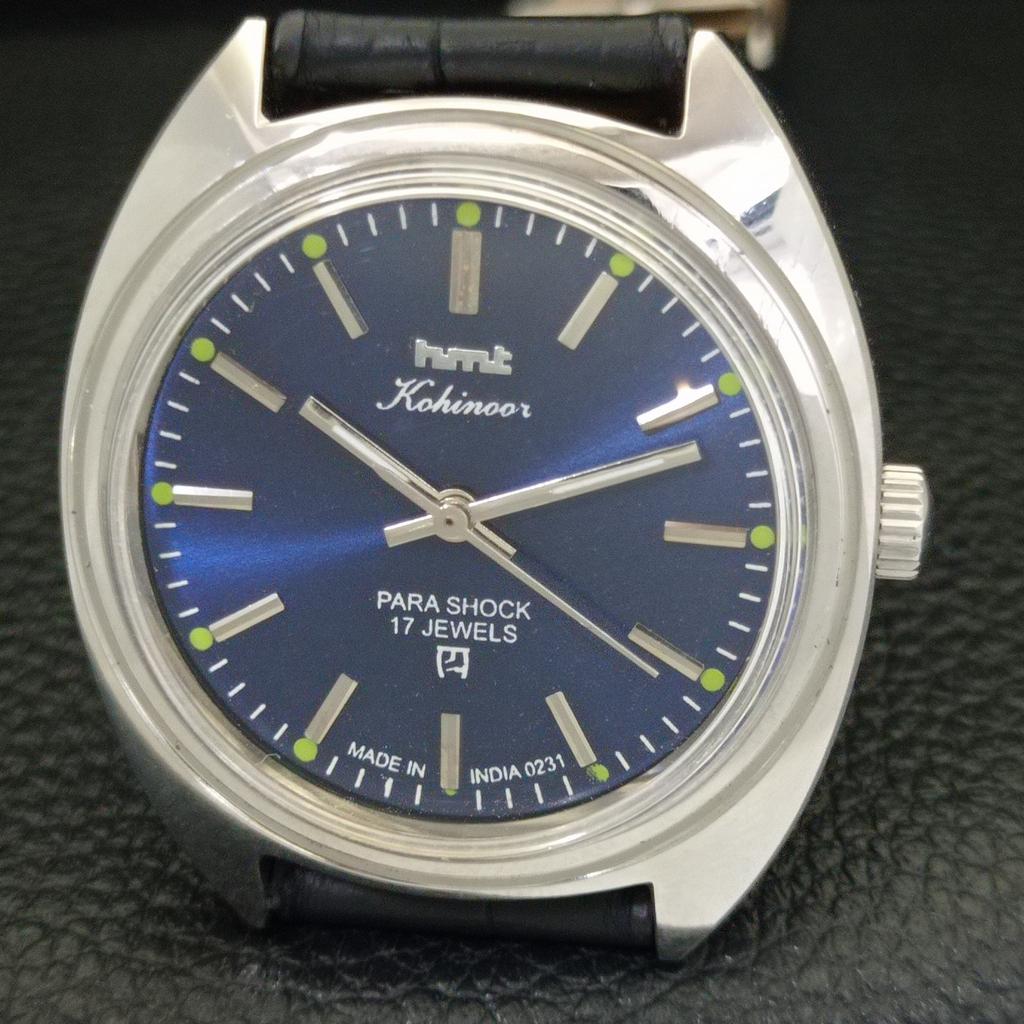 ВИНТАЖНЫЕ ЧАСЫ HMT KOHINOOR С РУЧНЫМ ЗАВОДОМ, ИНДИЙСКИЕ МУЖСКИЕ ЧАСЫ С ЦИФЕРБЛАТОМ СИНЕГО ЦВЕТА a441002-4 HT-a441002