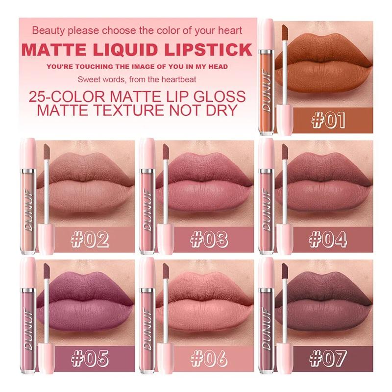 Set Of 16 Dunuf Waterproof Matte Liquid Lipsticks