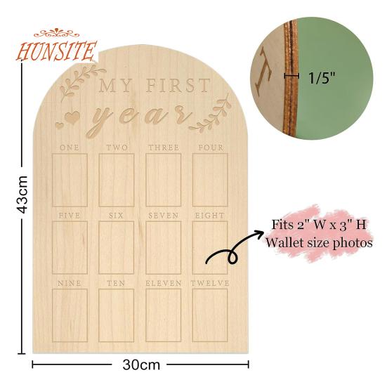 Рамка для фотографий первого года жизни ребенка, деревянная витрина в деревенском стиле