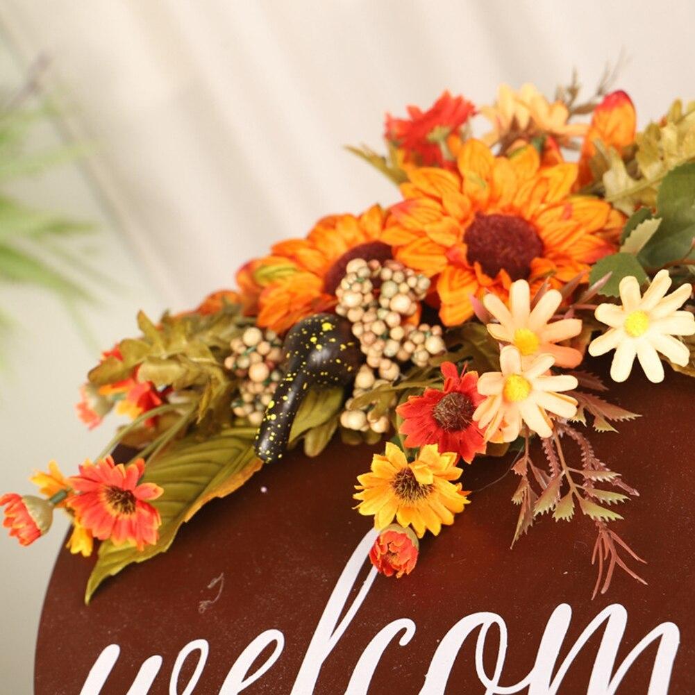 Подвеска на дверь Имитация Осенних Цветов Декор на День Благодарения Подсолнух Хризантема Табличка на дверь Павлин Подсолнух Декор для двери
