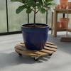 Round Planter Stand with Wheels Sturdy Construction Flower Pot Stand with Wheels Round Plant Rolling Stand Sleek Finish