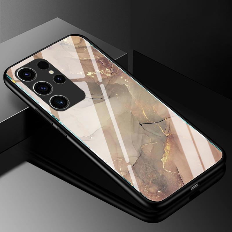 Мраморный чехол из закаленного стекла для Samsung Galaxy S23 Ultra 5G, модная стеклянная задняя крышка для Samsung S23 Plus / S23 Ultra