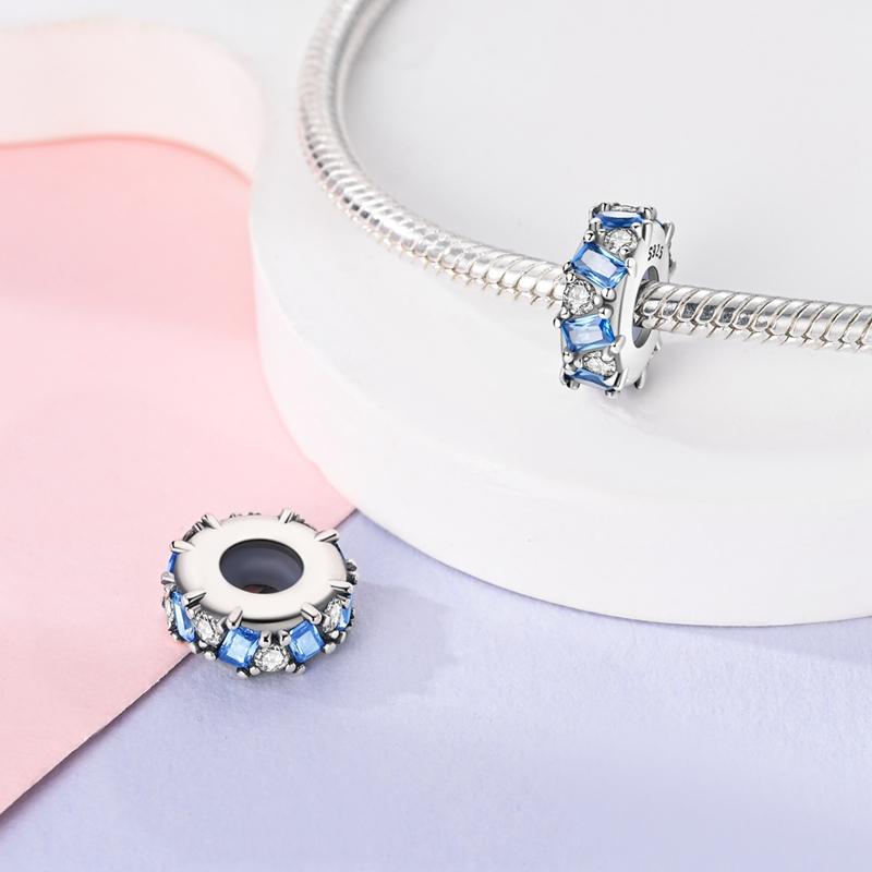 925 Silver Charms Silicone Spacer Beads Fit Bangle Bracelet DIY Gift For Women Jewelry Making