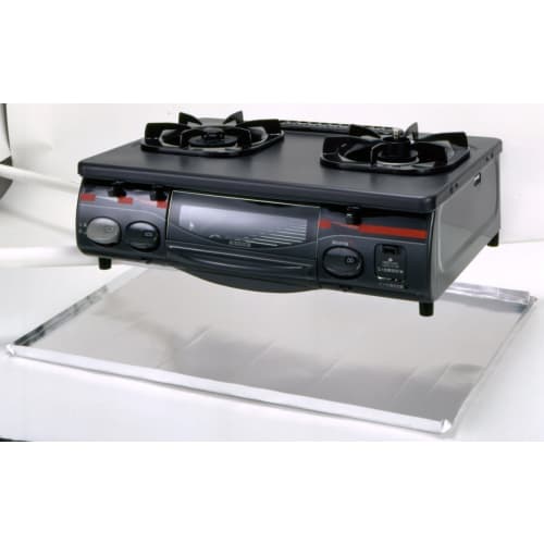 Alphamic Gas Stove Underlay, Thick Aluminum, Silver, Approx. 75cm Wide x 55cm Deep, Double-Sided Aluminum Foil, for Sink Storage Shelves, Pack of 2