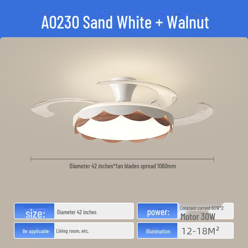Современный потолочный вентилятор из орехового дерева с интеллектуальным преобразованием частоты для гостиной и столовой