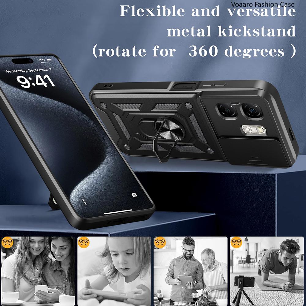 Чехол-броня для защиты камеры со сдвижной линзой для Infinix Smart 9, чехол с магнитной вращающейся подставкой-кольцом для Infinix Hot 50i