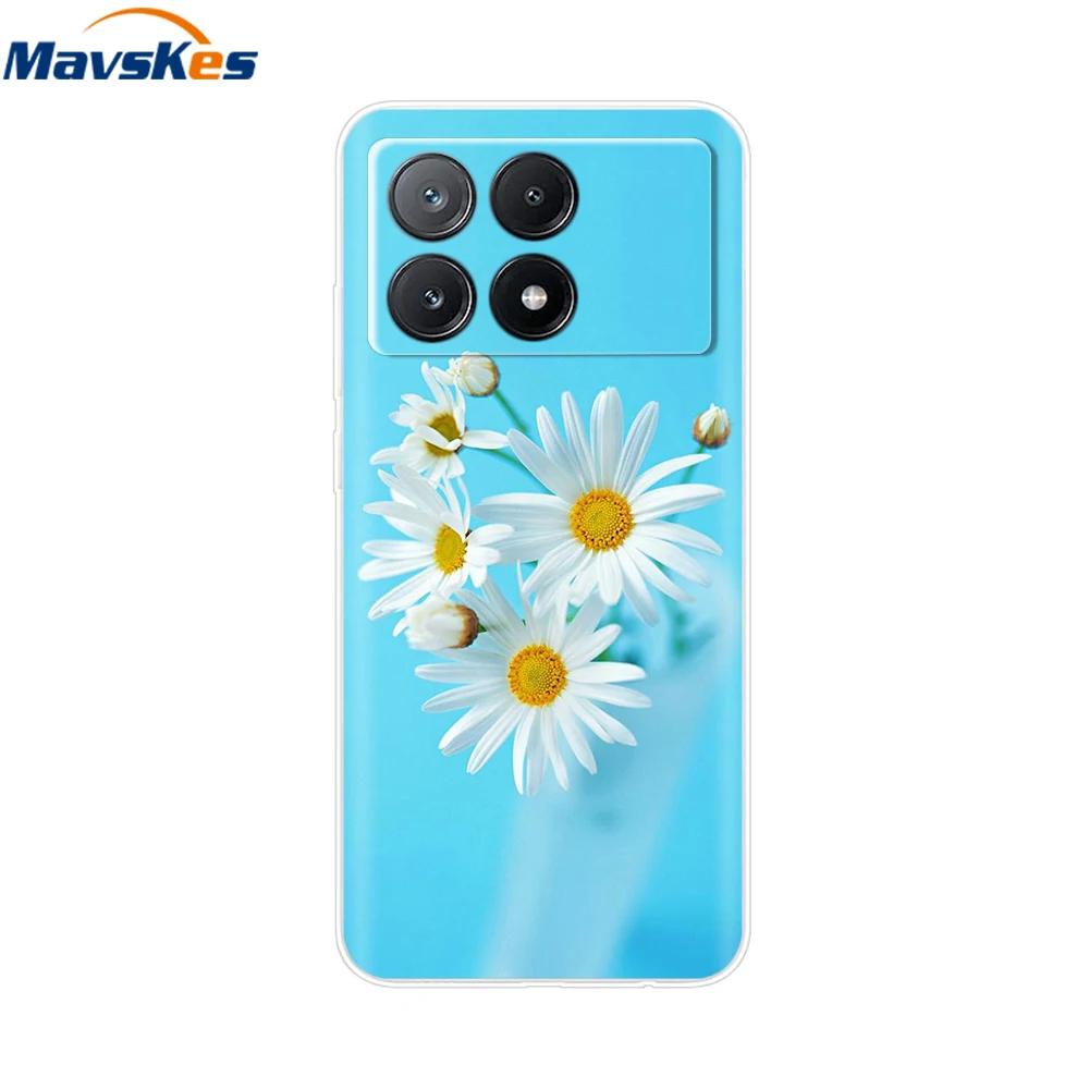 Чехол для Xiaomi Poco X6 Pro Мягкий окрашенный ТПУ чехол для телефона Для Xiomi Poco X6 PocoX6 Pro 5G Силиконовый чехол Цветочный Fundas Защитный