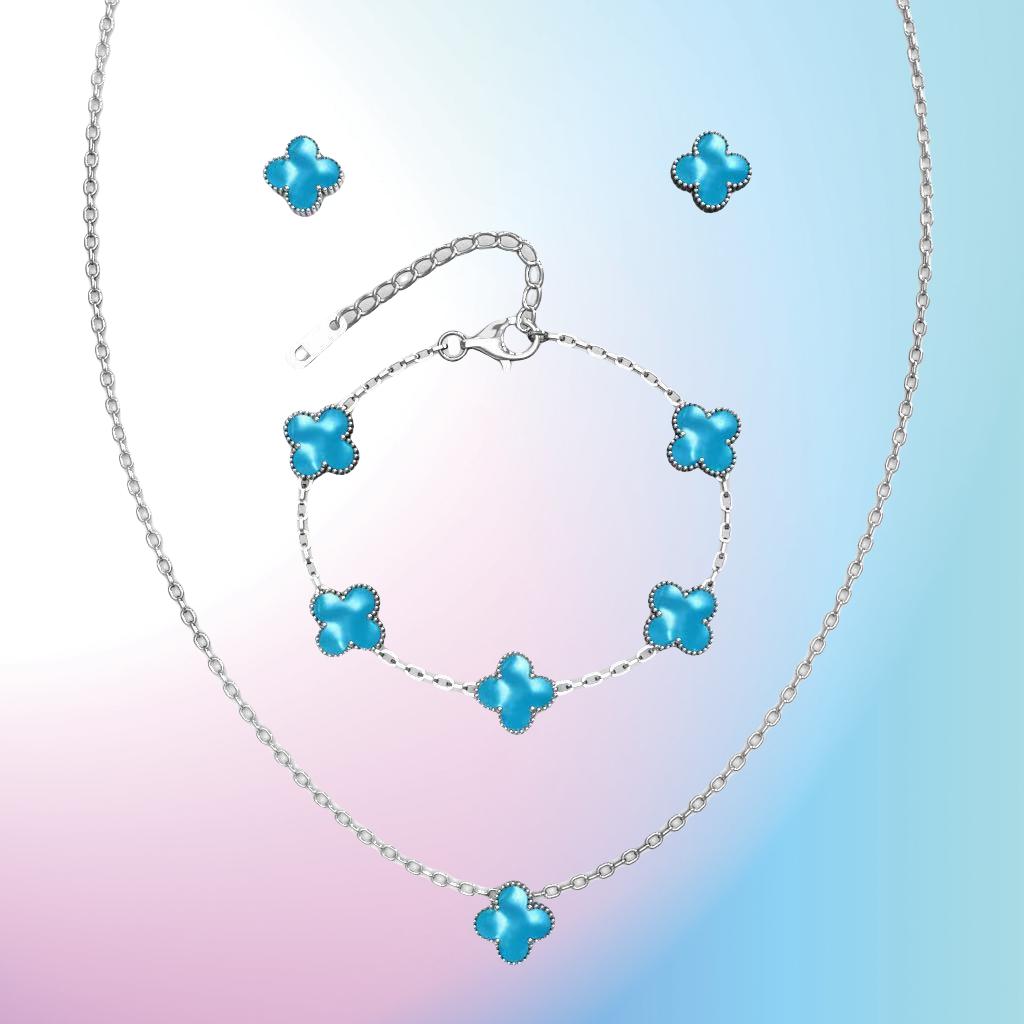 3 шт. универсальный комплект из нержавеющей стали с клевером, женский комплект ожерелья, браслета для ушей, персонализированных аксессуаров