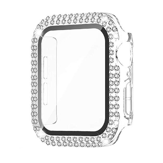 Cover For Apple watch Case 45mm 41mm 44mm 40mm 38mm 42mm Diamond Tempered Glass Screen Protector iWatch series 9 7 SE 6 8 5 4 3 7