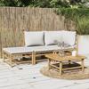 VidaXL Garden Lounge Set 3 Pcs with Light Grey Cushions Bamboo 3155108