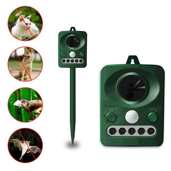 Ультразвуковой солнечный отпугиватель вредителей с ультразвуковым датчиком движения и мигающим светом. Отпугиватель животных. Белки Мышь Птица Кошка Собака Летучая мышь