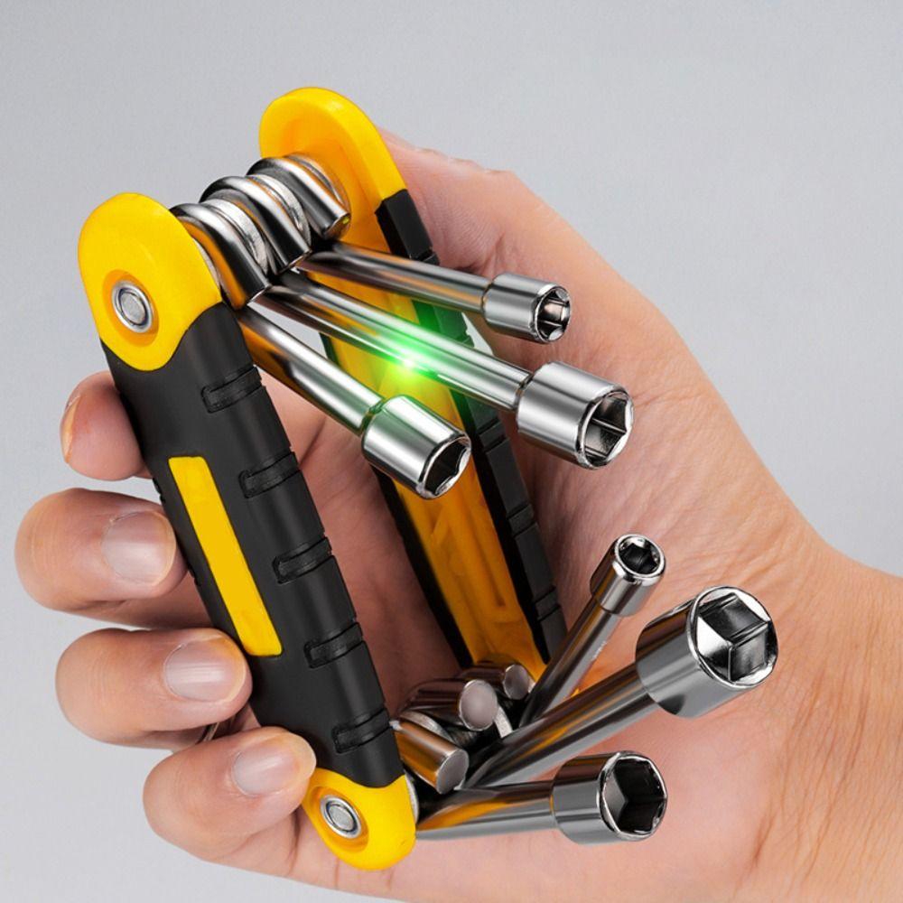 Складной торцевой ключ высокой твердости, шестигранная отвертка, гаечный ключ 6 в 1, торцевой ключ для велосипеда