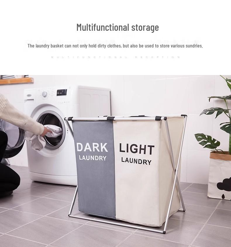 Foldable Waterproof Laundry Hamper with Handles - Oxford Cloth and Aluminum Frame