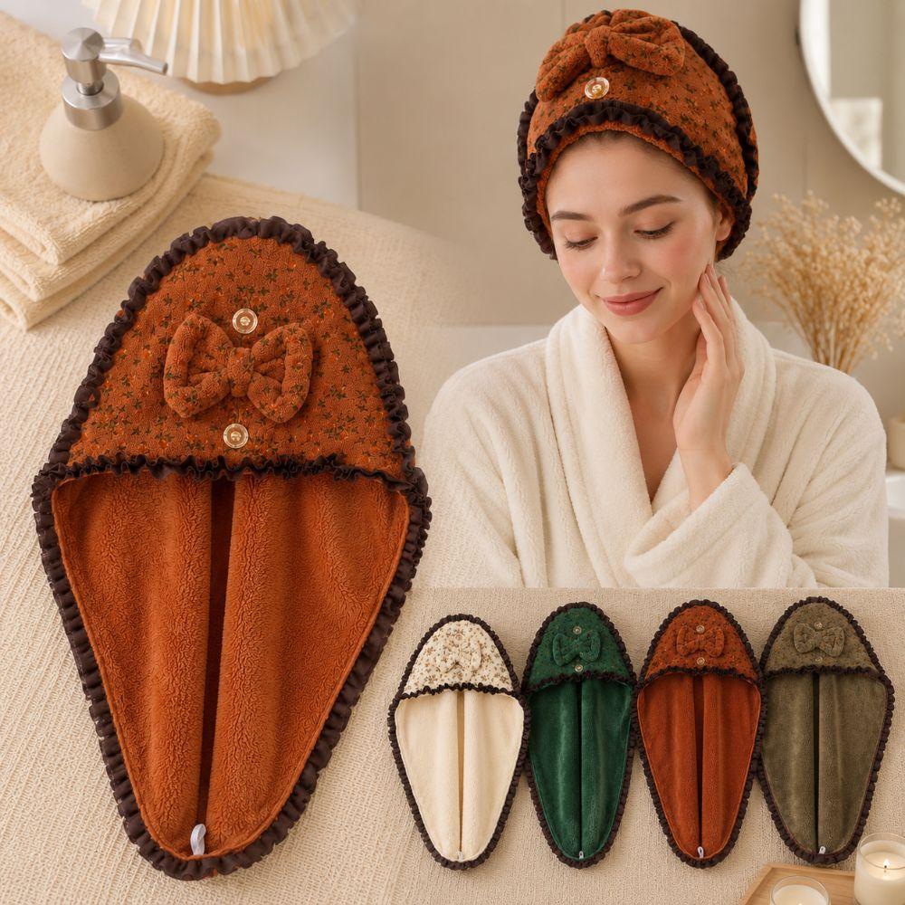 Coral Fleece Hair Towel Wrap Absorbent Shower Cap New Bow Dry Hair Cap For Bathroom,washing Hair