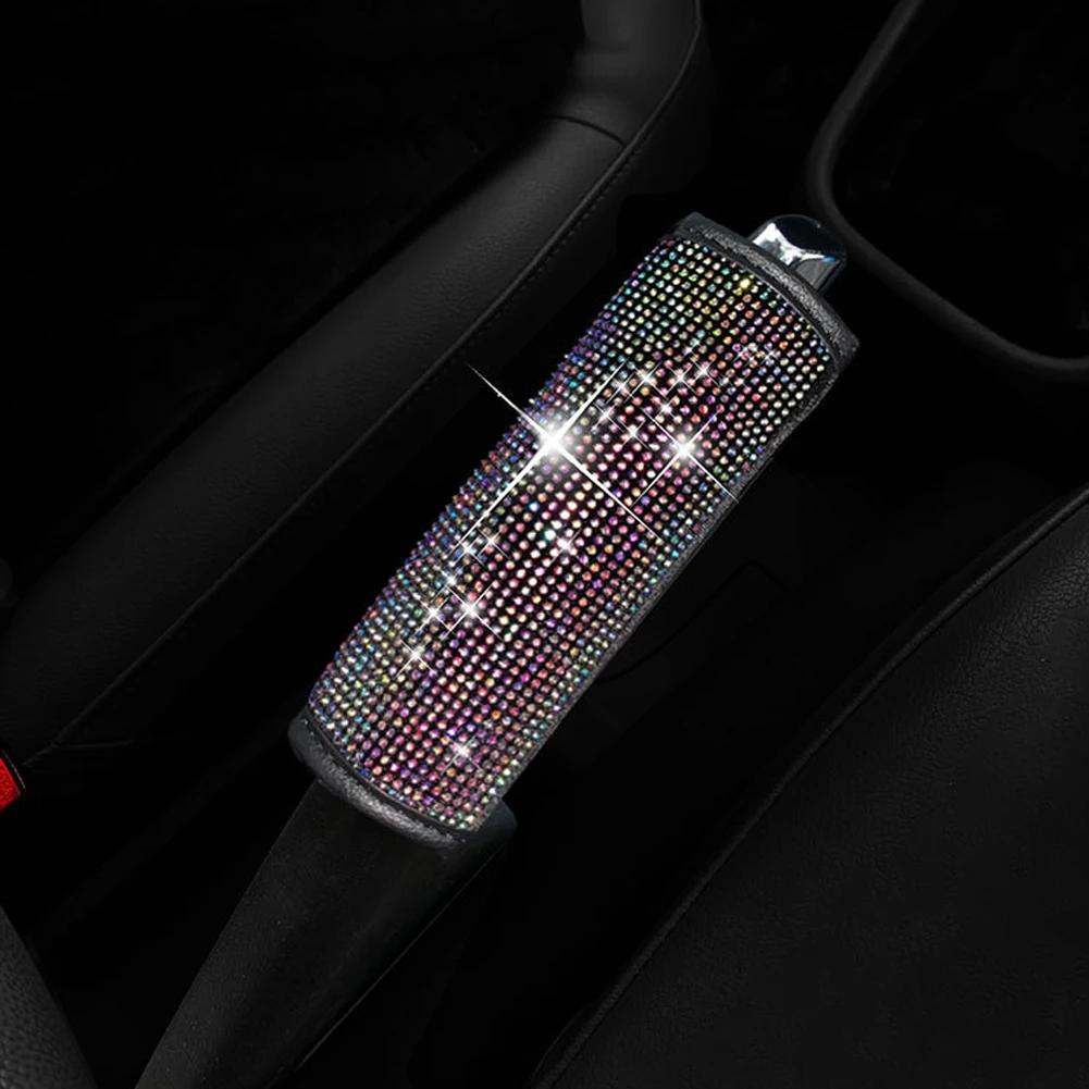 Чехол для ручного тормоза автомобиля со стразами, кожаный, противоскользящий, для ручного тормоза, защитный декор, универсальные аксессуары для интерьера для женщин