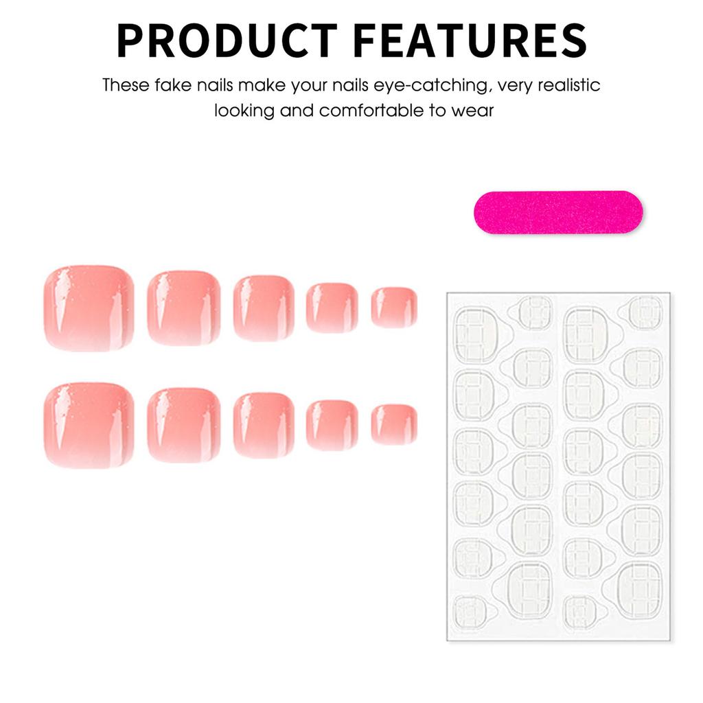 Pink Gradient False Nails Press On Nails Manicure Kit For Hands And Feet Reusable ABS Plastic