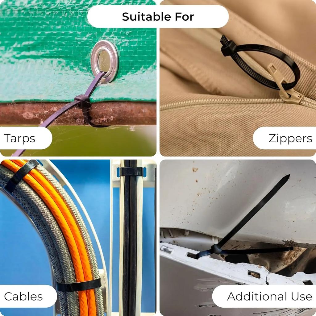 500pcs Plastic Nylon Cable Ties Self-locking Cord Ties Straps Adjustable Cables Fastening Loop Bike Wire Zip Ties