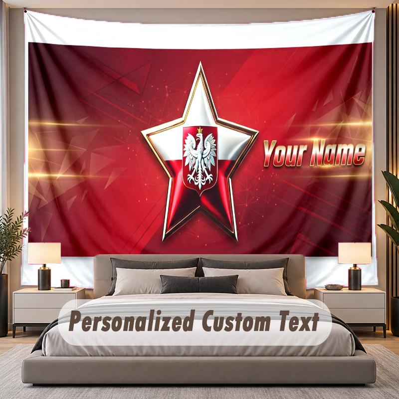 Custom Name Text Tapestry Poland Personalized Polyester Wall Tapestry For Bedroom And Room