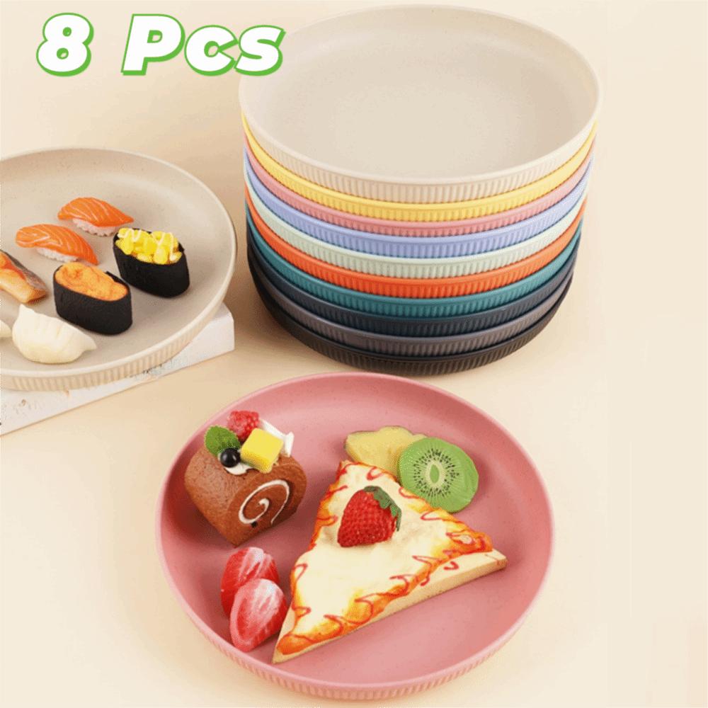 8PCS 9 in Camping Plate Unbreakable Snack Dish Household Fruit Plate Adult