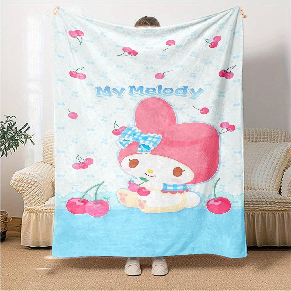 1 шт. Плед My Melody с вишней Легкий фланелевый плед для дивана, кровати, путешествий, кемпинга, гостиной, офиса, дивана, кресла