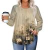 Womens Plus Size Tops Long Sleeve Shirts Round Neck Flowy Tunic Casual Loose Blouse L-5X