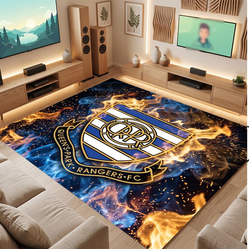 Queens Park Rangers Football Print Crystal Velvet Rug, Comfortable Water Absorbent Non Slip Indoor Floor Carpet