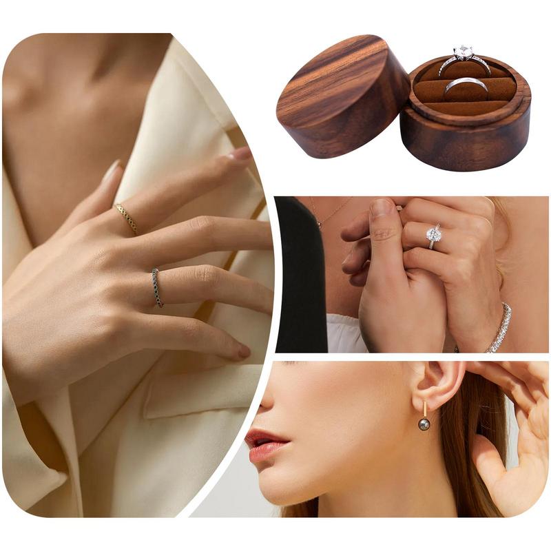 Дизайн круглого окна Кольцо из массива черного ореха Элегантная упаковка Роскошное ощущение День свадьбы Круглый держатель для помолвочного кольца