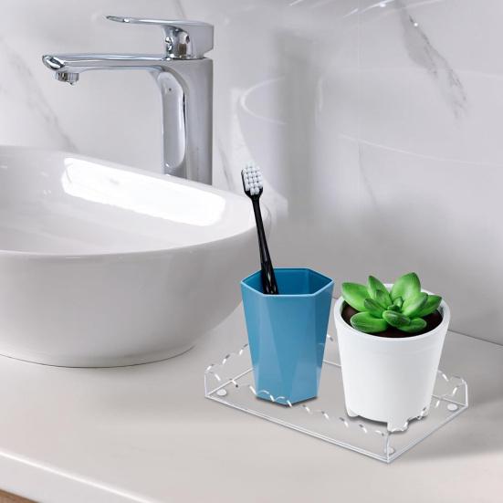 1/2 шт. Акриловый поднос для туалетного столика в ванной комнате, многоцелевой диспенсер для мыла, держатель для парфюмерии, поднос для хранения, прямоугольный декоративный поднос с фестонами для столешницы в гостиной