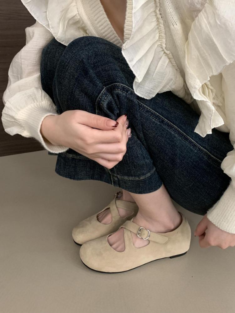 Женские туфли на плоской подошве, туфли-лоферы, женские туфли с мелким ремешком, модные, темпераментные, ретро, замшевые туфли, замшевые мокасины