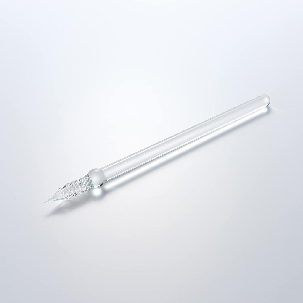 Sekisei Azon Glass Pen Straw Clear AX-8516-00 with Gift Box and Pen Rest Handmade Writing Dip Pen