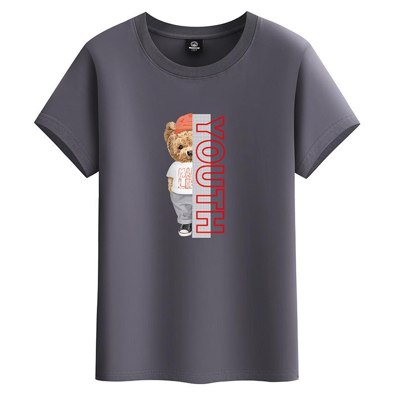 GMXIA Футболка с коротким рукавом из хлопка, мужская модная свободная рубашка с коротким рукавом, с принтом