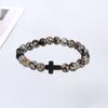 Браслет-крест для мужчин и женщин, браслет-крест из бисера из камня, эластичный браслет из камня, религиозный браслет, ювелирные изделия, подарки для христиан