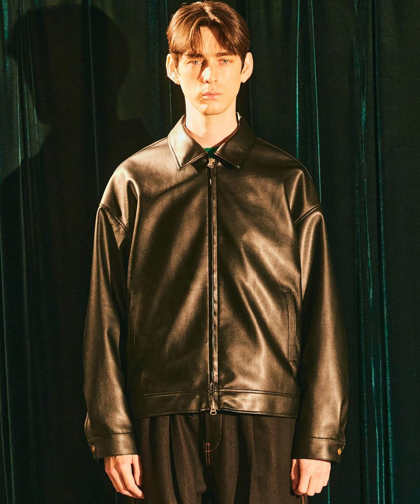 Ffeff Studio Leather Single Zip-Up Jacket (Black)