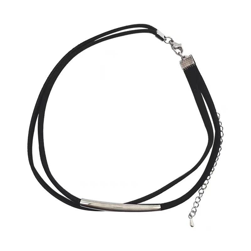 Двухслойный черный изогнутый воротник-чокер женский Niche Design кожаная цепочка на ключицу персонализированная простая универсальная цепочка на шею Tide