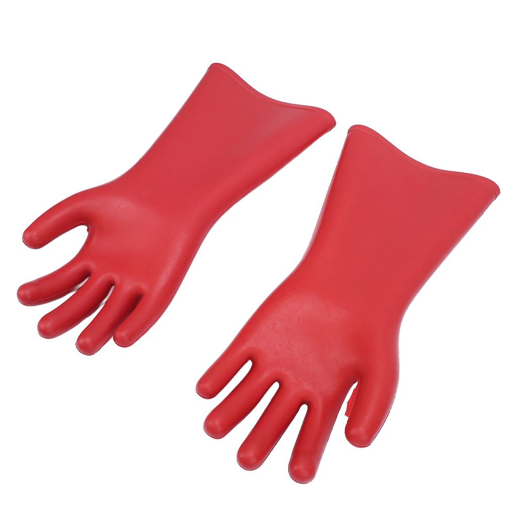 2 Pcs Electrical Insulated Gloves Red Rubber 12kv High Voltage Resistant Anti Cutting Piercing Elect