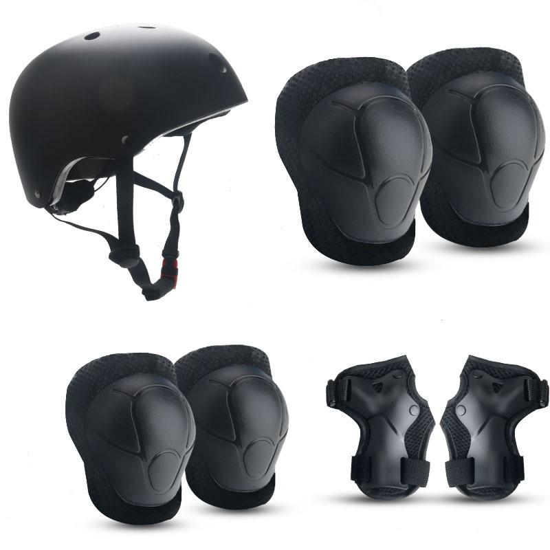 Kids Skateboarding Safety Gear Set With Helmet Knee Elbow Wrist Guards Roller Skating Scooter Cycling Outdoor Sports