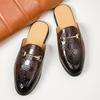 Мода Новые Мужские Металлические Пуговицы PU Кожа Полушлепки Обувь Мужские Повседневные Мюли Мокасины Дышащие Лоферы Zapatos Hombre
