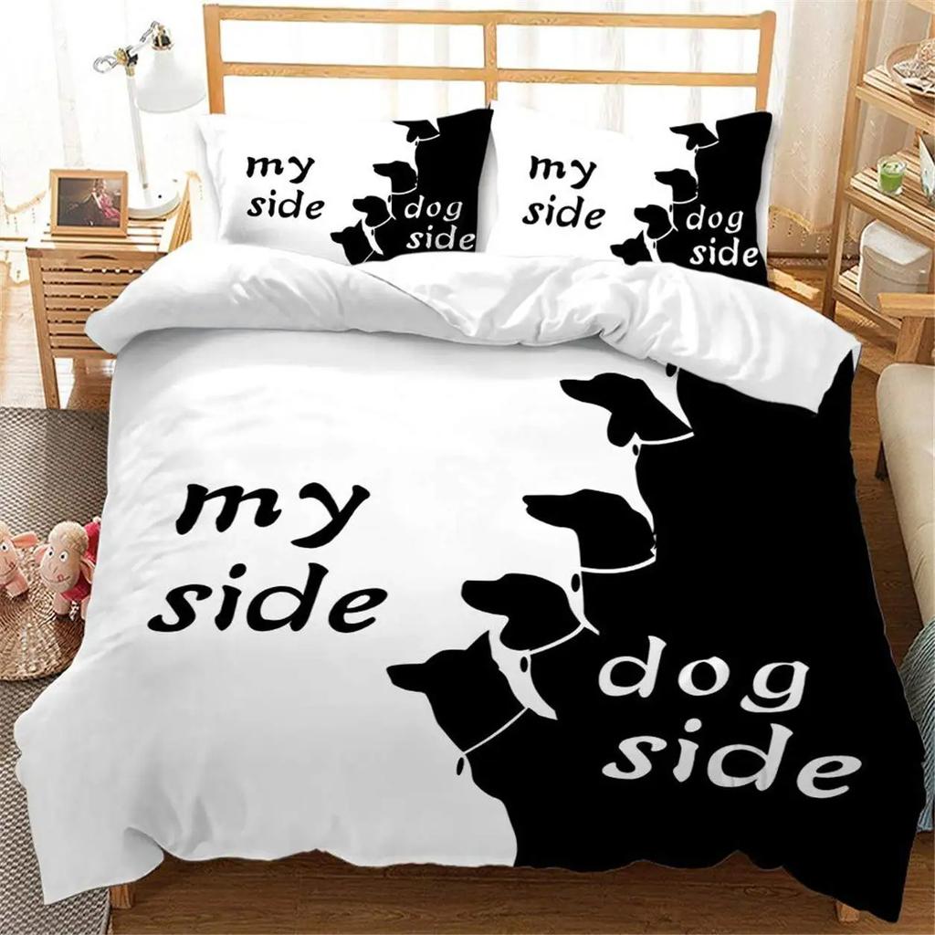 Black And White Duvet Set Romantic Valentine'S Day Bedding Set Gift Three-Piece Set