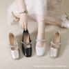 French Thick Heel Rhinestone Mary Jane Shoes Women's 2025 Summer and Autumn New Square Head Shallow Mouth Single Shoes Small Leather Shoes Evening 