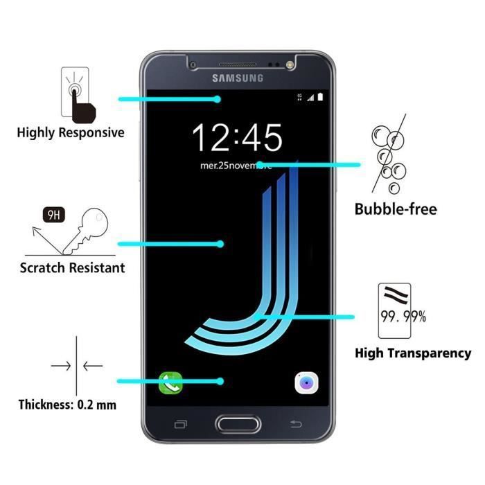 Verre Trempe pour Samsung Galaxy J5 2016 J510 - [Pack 2] Film Vitre Protection Ecran Ultra Resistant [Phonillico®]
