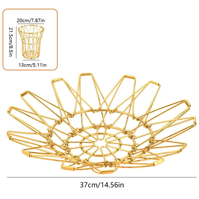Складная фруктовница большой вместимости, складная креативная корзина для фруктов, выдвижная корзина из железной проволоки, настольное хранение, полая корзина
