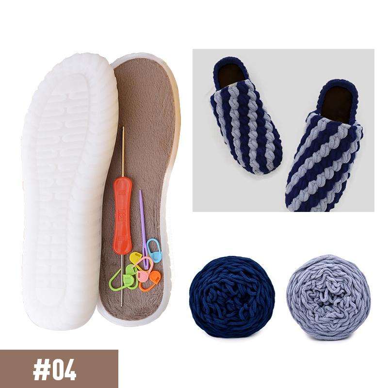 Зимние домашние тапочки своими руками крючки подошвы крючки мягкая нижняя подошва + вязание шерстяные полосатые тапочки своими руками ручная работа материал для обуви