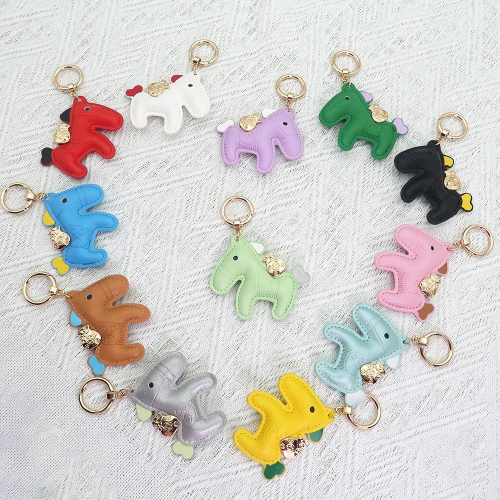 Women's Bag Charm Decoration Bag Pendant Cartoon Rocking Wooden Horse Women's Leather Bag Charm Key Chain Cute Bag Accessories Gifts