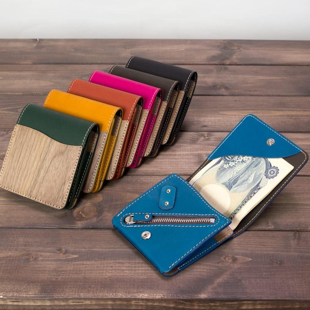 Кошелек REAL Equip, тонкий, компактный, безналичный, натуральная кожа, натуральное дерево, кожа, сделано в Японии [VARCO WOOD] Многофункциональный, складной, мужской