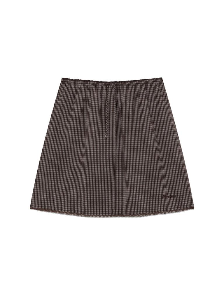 GLOWNY G Classic Lace-Up Midi Skirt (Brown)