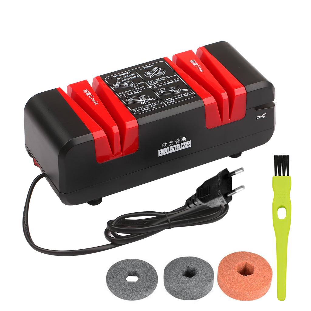 Electric Knife Sharpener Automatic Cut Sharpeners 15-Degree Bevel Crude and Fine Grooves Knives Scissors Kitchen Cutter Grinder