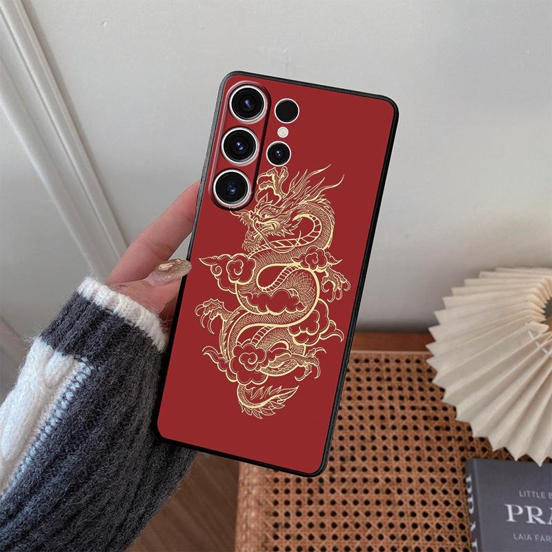 Мягкий силиконовый черный чехол с рисунком «Chines Loong» для Xiaomi Redmi Note 13 Pro 13C Poco C65 Samsung A55 S24 iPhone Camera Защитный противоударный чехол