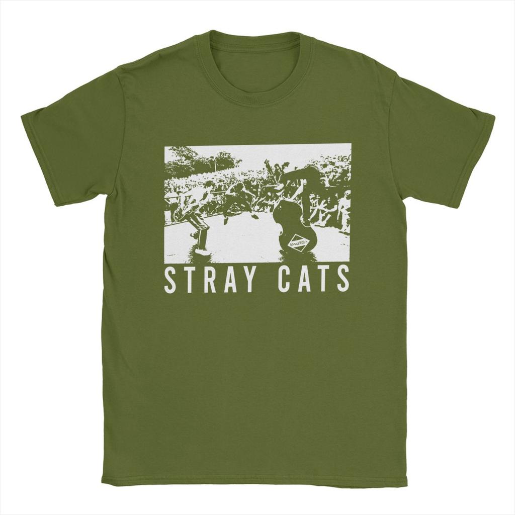 Новинка Футболки Stray Cats для мужчин с круглым вырезом, 100% хлопок, футболки с коротким рукавом, одежда больших размеров